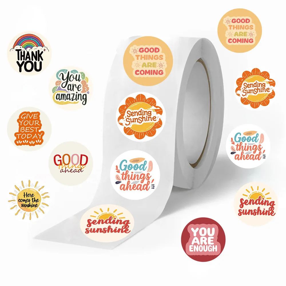 500Pcs/Roll Sunlight Phrase Washi Tape - Positive Quote Stickers for Journal & Envelope Sealing LanLanStickersWorld Store