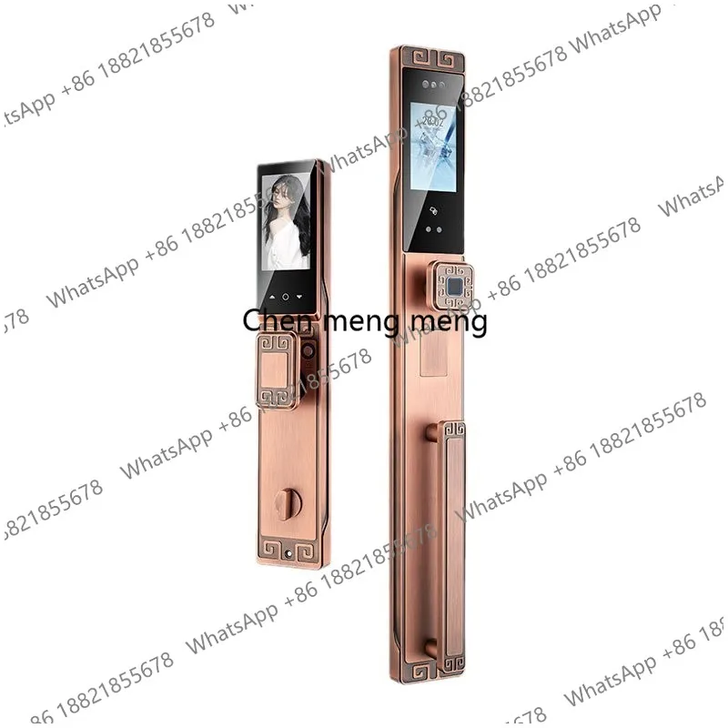 New Chinese Style Double Entrance Villa Intelligent 3D Facial Recognition Fingerprint Lock Anti-Theft Wood WiFi Connectivity