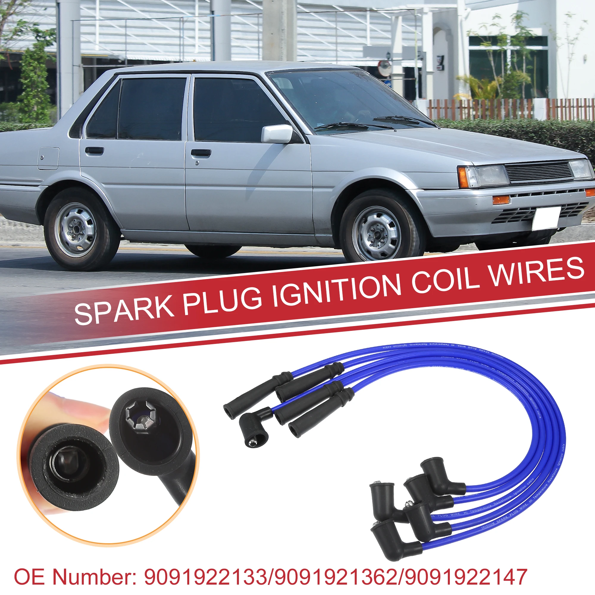 UXCELL 5 uds cables de bobina de bujía de coche Cable de arnés de bobina de encendido 7mm apto para Toyota Corolla Tercel Land Cruiser