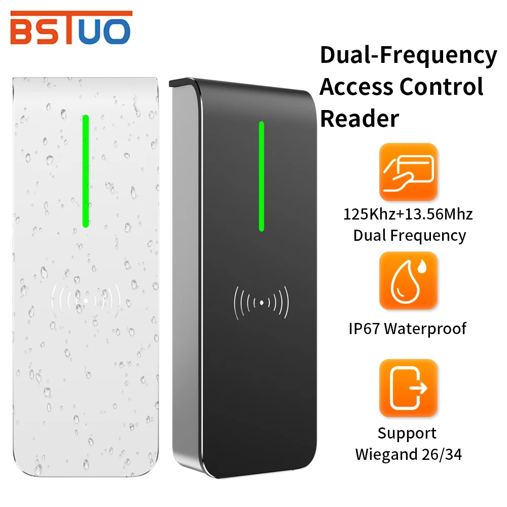 Access Control Card Reader IP65 Waterproof 125KHz/13.56MHz Dual Frequency Induction Card Reader Access Control Security System