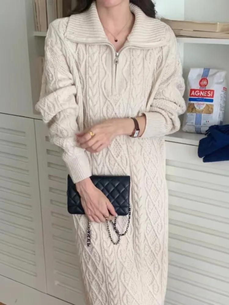 

Женский вязаный свитер Dr с нежным воротником на молнии, свободный повседневный длинный рукав, осень-зима, Новое поступление, офисное поездка