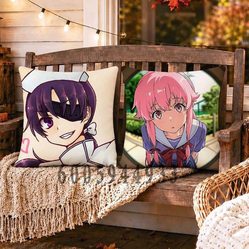 M-Mirai Nikki Anime Celebrity Merchandise All-Match Printed Pillow Case Sofa Car Office Room Decoration Protector