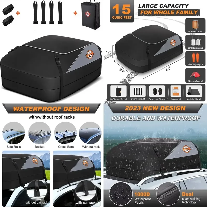 

【CHIMU HOME】 580L Waterproof Roof Cargo Bag 20 Cubic Feet for SUVs Cars with Roof Rack or Without