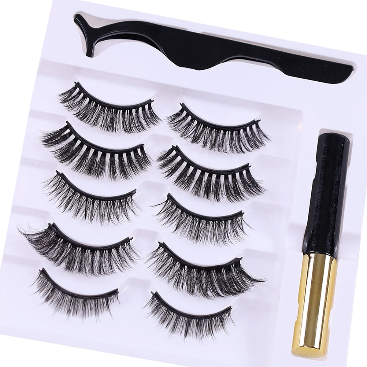 5 pares de kit de pestañas magnéticas: fácil de usar, sin necesidad de pegamento, usando la última tecnología de seis imanes para pestañas postizas 3D 5D