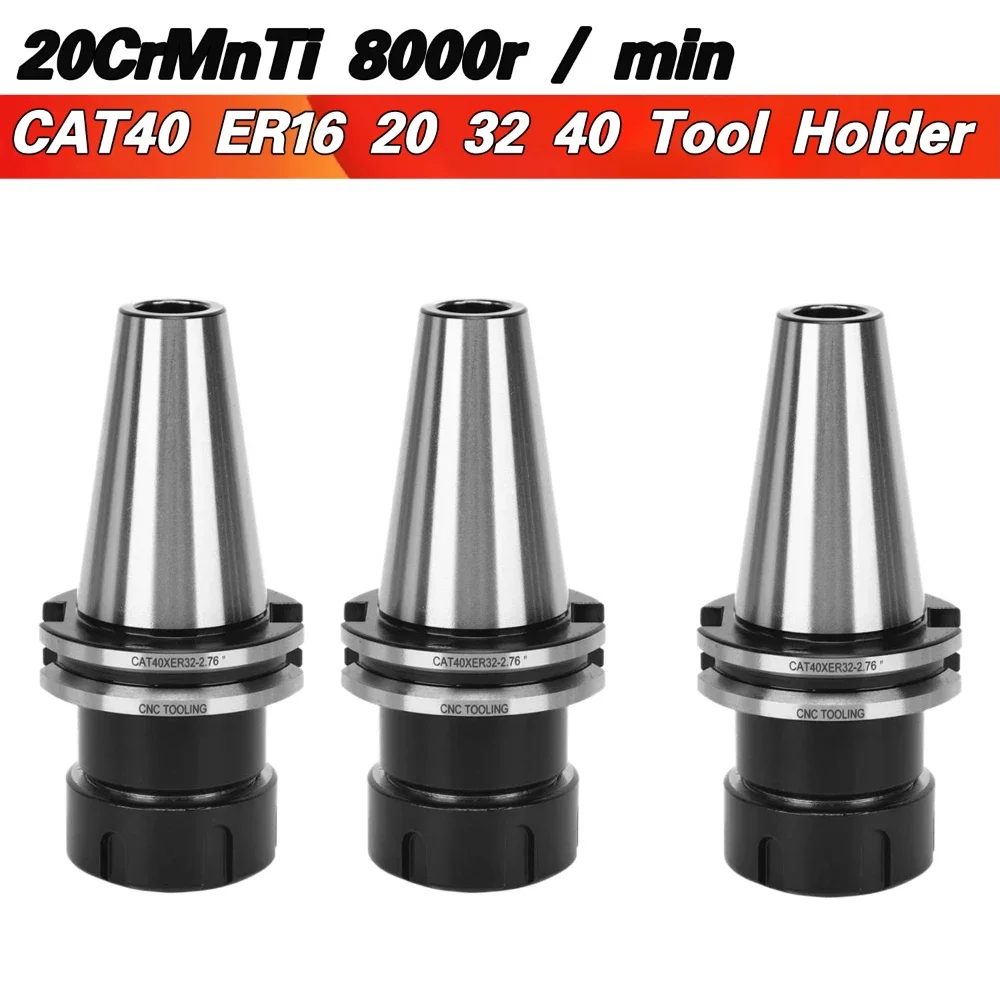 CAT40 Inch ER20/ER32/ER40 US Standard High Precision Tool Holder CNC Milling Machine Center Collet Chuck Pull Stud Handle Shank