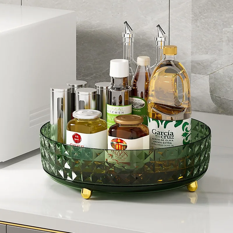 Kitchen Rotatable Spice Rack Condiment Corner round Multifunctional Cosmetic Rotating Storage