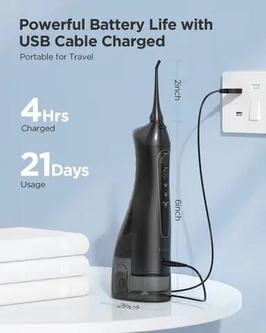 फेयरीविल वॉटर फ्लॉसर ओरल इरिगेटर रिचार्जेबल पोर्टेबल डेंटल 3 मोड्स वॉटर टैंक दांतों के लिए 300 एमएल वाटरप्रूफ टीथ क्लीनर 8 best sales पानी से दांत साफ करने वाला - №2