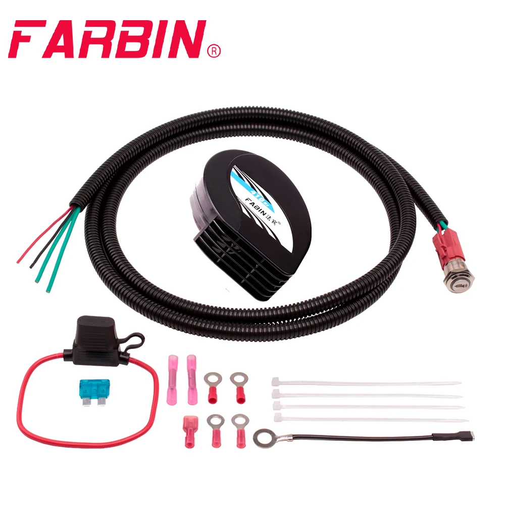 

FARBIN Compact Car Horn 12V High-Tone/Low Tone Waterproof Snails Horns Loud Air Electric Horn For Any Vehicles Truck Warn Tool