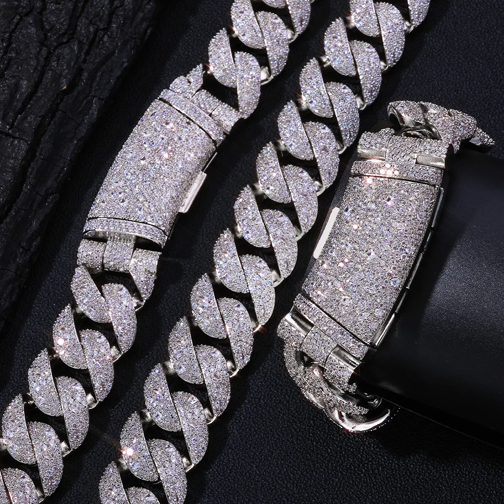 Hip Hop Style Sparkling Necklace 22MM Wide Inlaid With Zircon Cuban Necklace Luxury Fashion Jewelry Men's Exclusive Gift