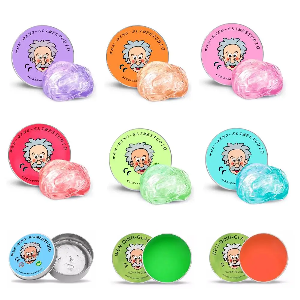 9 Colors Liquid Glass Mud Slime, DIY Handmade Fun Stress Relieving Non Stick Hand Decompression Toy Crystal Mud