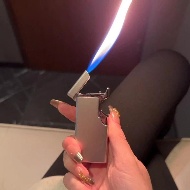 

New blue flame metal double fire lighter smoking accessories cool torch novelty butane inflation windproof lighters men's gift