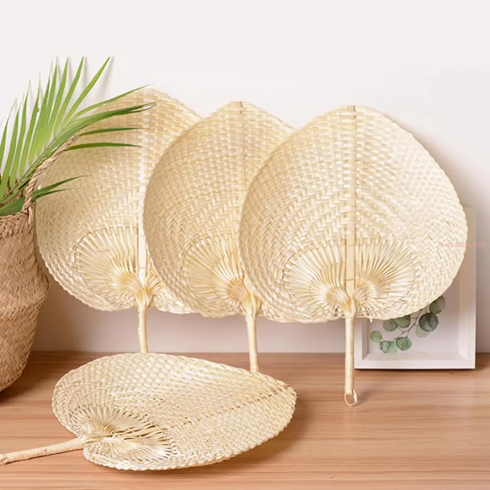 10Pcs Pushan Arts Hand Made Fan Peach Shaped Bamboo Summer DIY Characteristic Fabric Folding