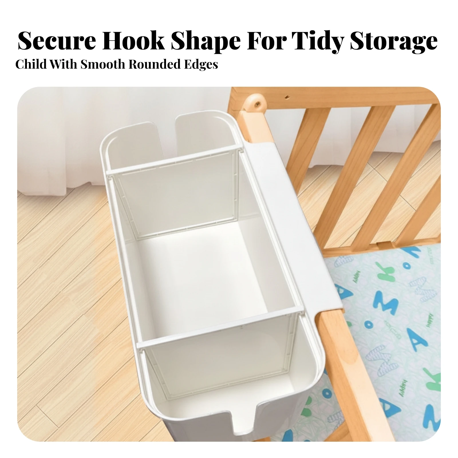 Hanging Bedside Basket Space-Saving Bedside Organizer with Divider Hanging Crib Organizer Adjustable Easy to Install for Babies