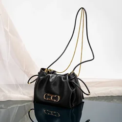 Fashion Classic Shoulder Bag 2025 New Commuter Solid Color Drawstring Design Single Shoulder Bag Crossbody Bag Wallet