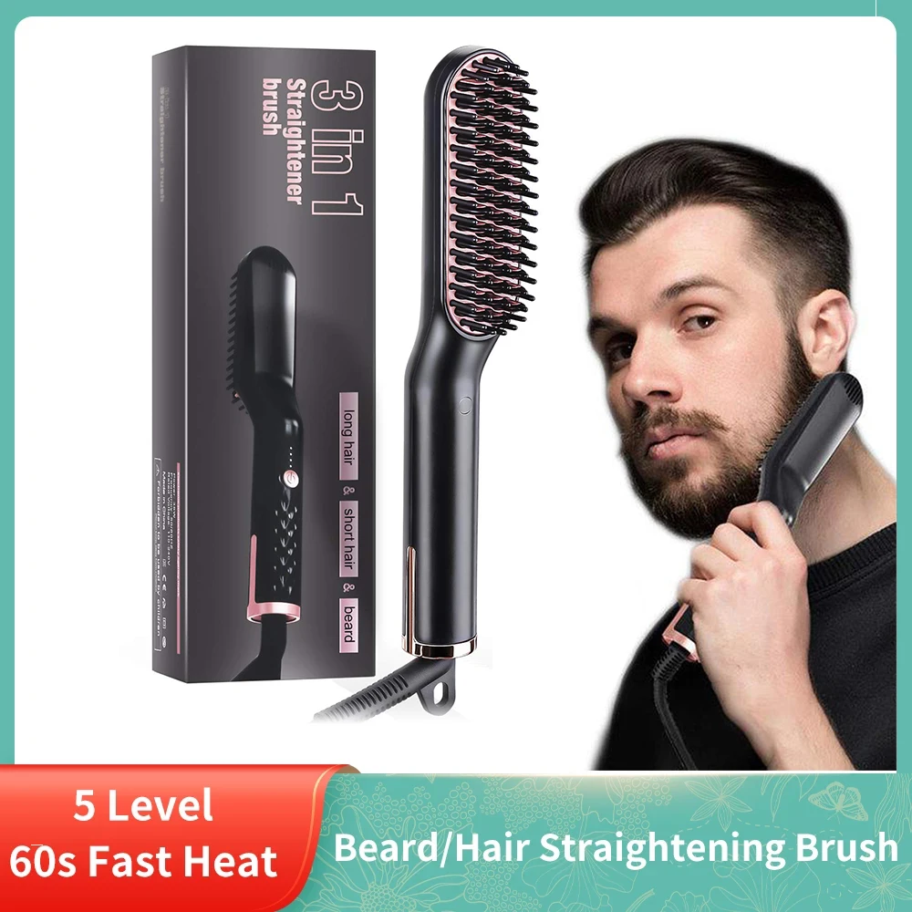 

Men Beard Straightener Brush Multifunctional Hair Straightener Comb Anti-Scald Hair Straightning Iron Smoothing Hair Styler Tool