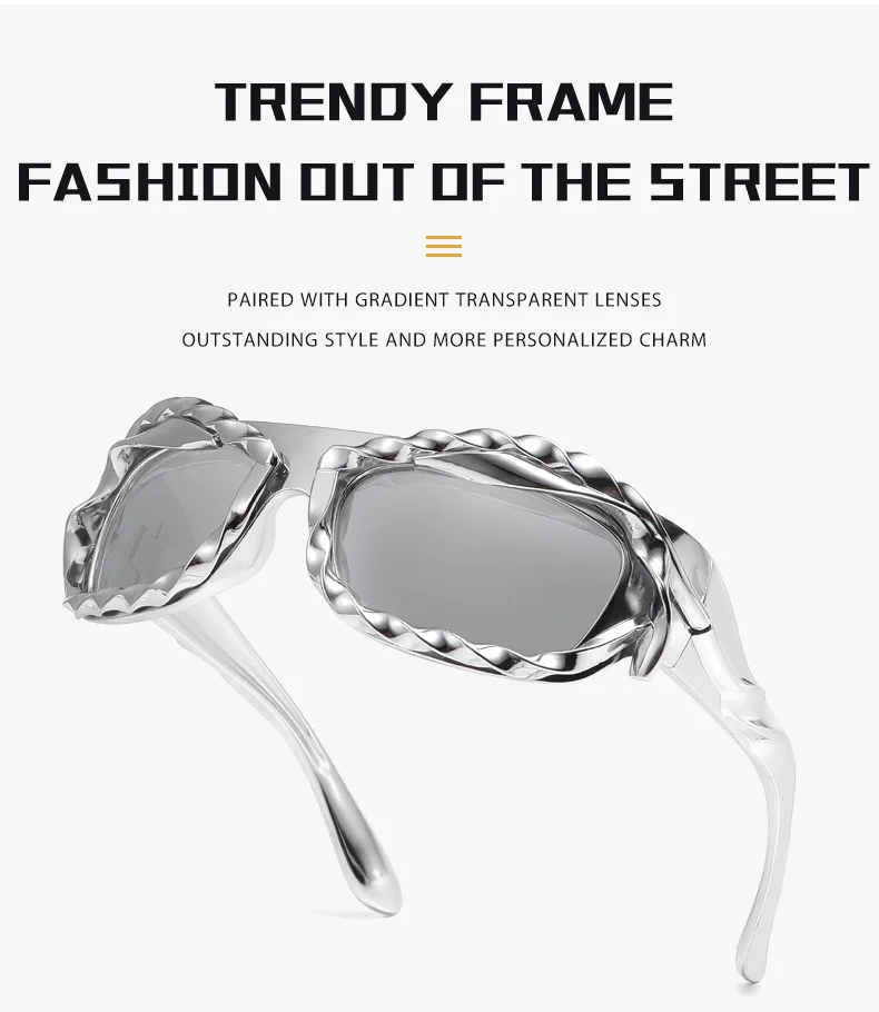 Trendige Techwear-Style Unregelmäßige Sonnenbrille, Nischendesign, Sonnenschutz & Blendschutz, Vielseitige Sonnenbrille 68192 – Detail 5