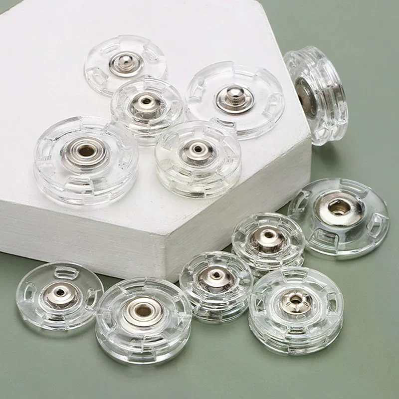 10 أزواج من البلاستيك الشفاف الرقيق غير المرئي أزرار خاطفة السحابة المستديرة أزرار خاطفة المشبك سترة الملابس الداخلية مشبك داكن #5