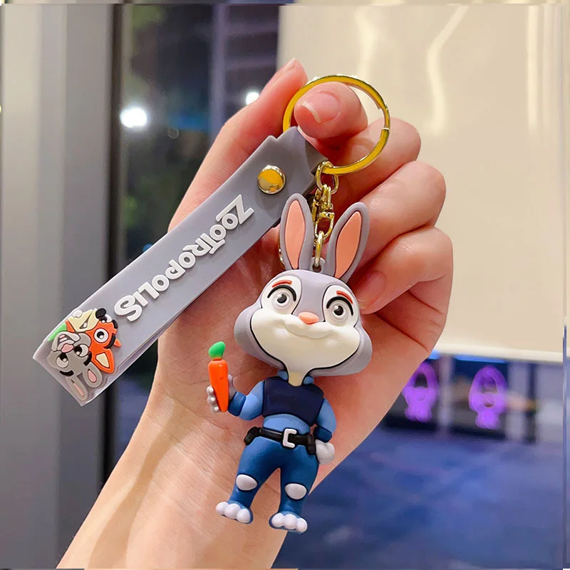 سلسلة مفاتيح Zootopia 1-6PSC: سلسلة مفاتيح مصغرة تتميز على تمثال جودي هوبس على الطراز الكرتوني، مناسبة للسيارات والحقائب والمفاتيح #4