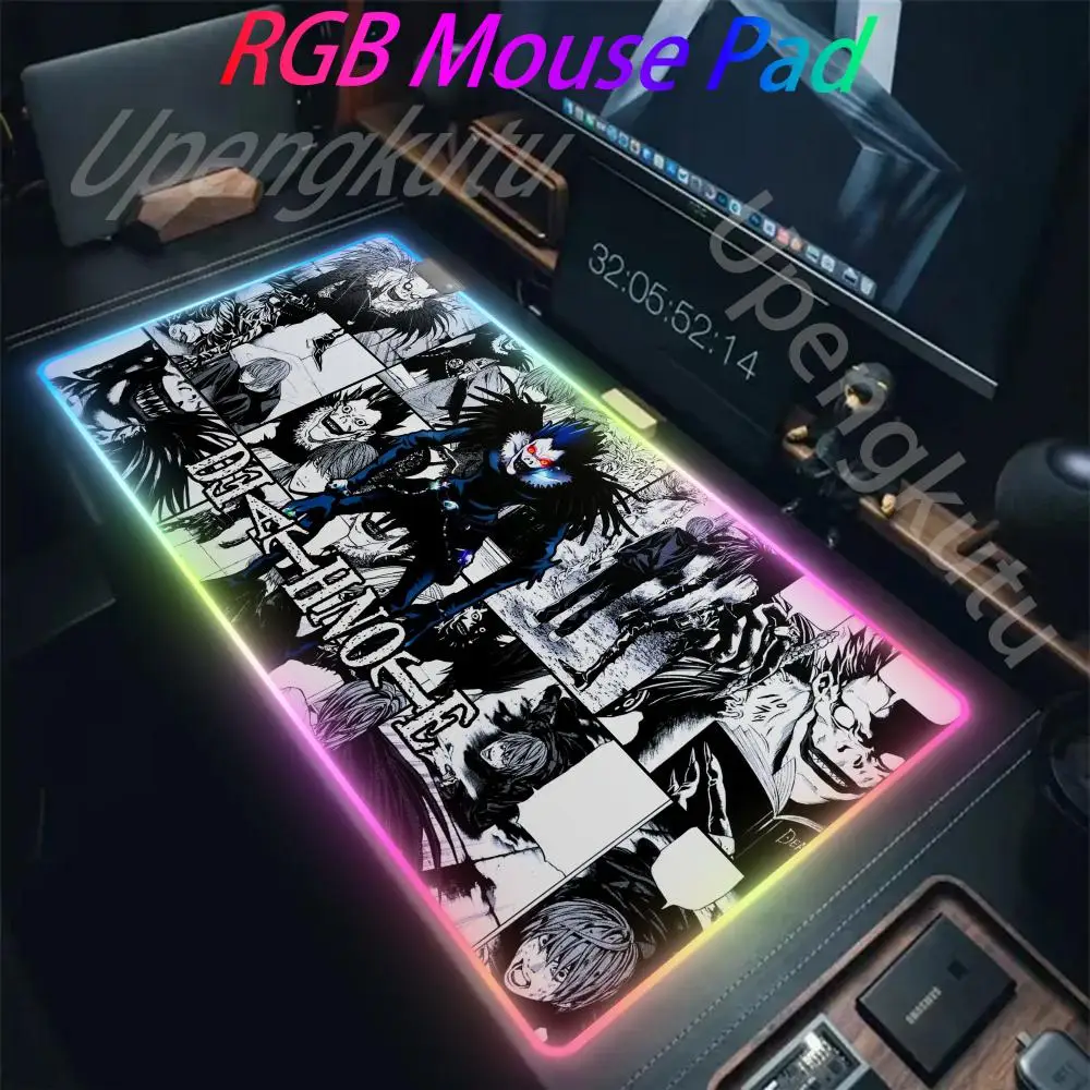 مذكرة الموت RGB لوحة الماوس المتوهجة أدى ، لوحة مفاتيح أنيمي لوحة الماوس ، ألعاب الكمبيوتر ، ألعاب المطاط ، لوحة مفاتيح الكمبيوتر