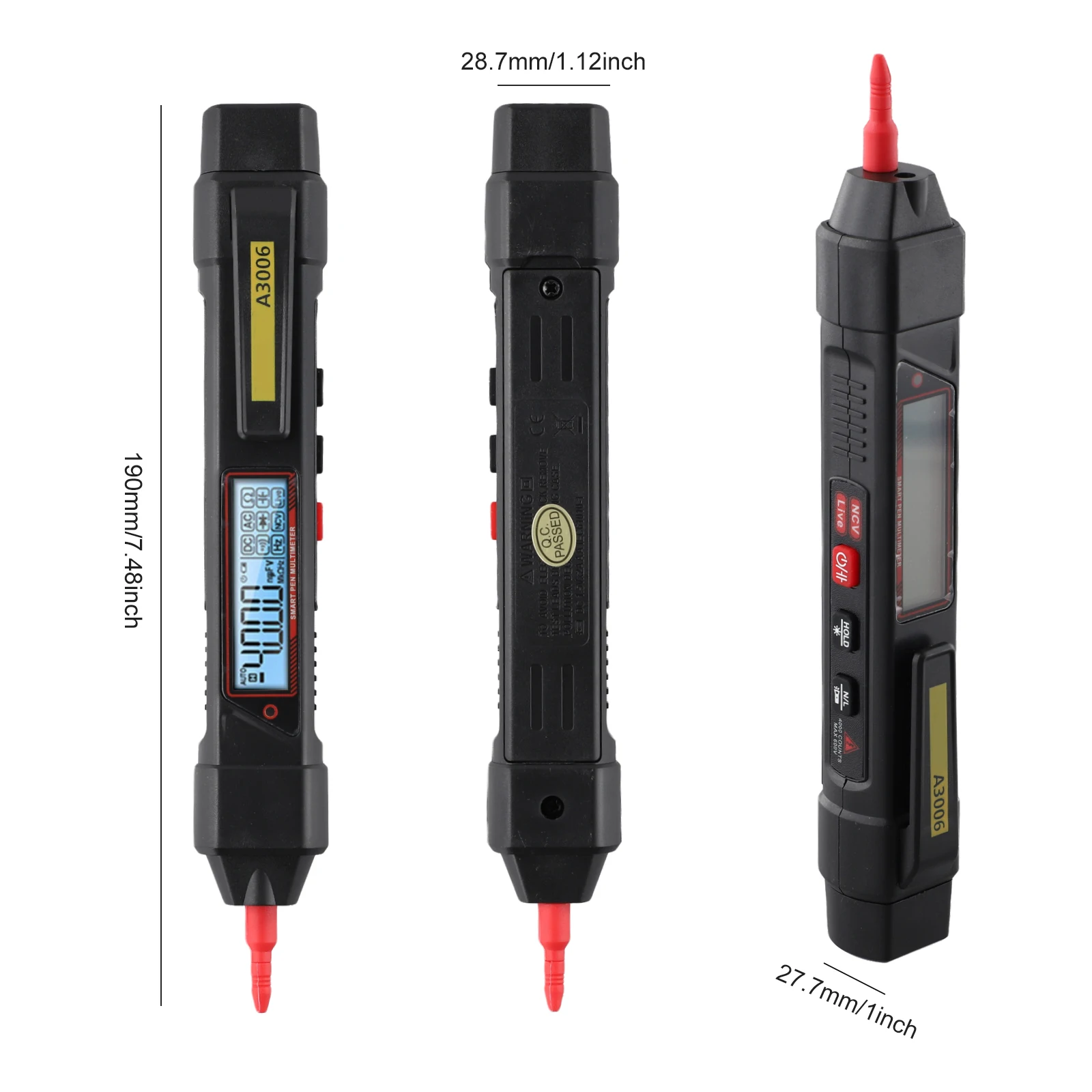 Automatic Range Multimeter AC Voltage Tester Flashlight Lighting NCV Induction Power Supply Removable Pen Tip Silver-plated Tip