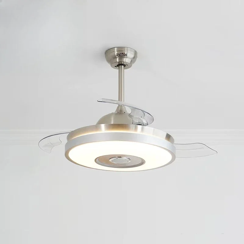 Light Emitting Diode Ceiling Fan Hot Sale HIFI Speaker Remote Control Smart Retractable Ceiling Fan with RGB Light