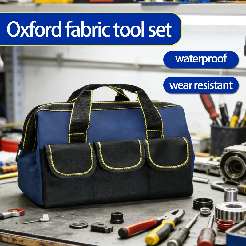 حقيبة أدوات متعددة الوظائف سعة كبيرة أكسفورد قماش حقيبة مقاومة للماء رشاقته مقاومة للاهتراء أداة إصلاح تخزين حقيبة كهربائي
