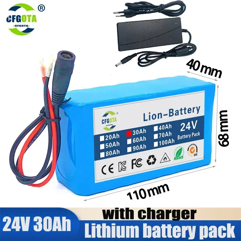 

24v 6s2p Lithium Battery Pack 5000mah 18650 Rechargeable Battery ForMoped Li Ion Battery Pack With Charger