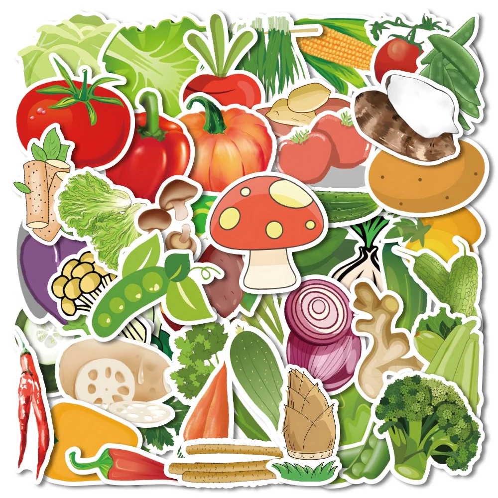 10/30/50PCS Cartoon Fruit and Vegetable personal Graffiti Waterproof Stickers Creative Trend Decorative Refrigerator Wholesale