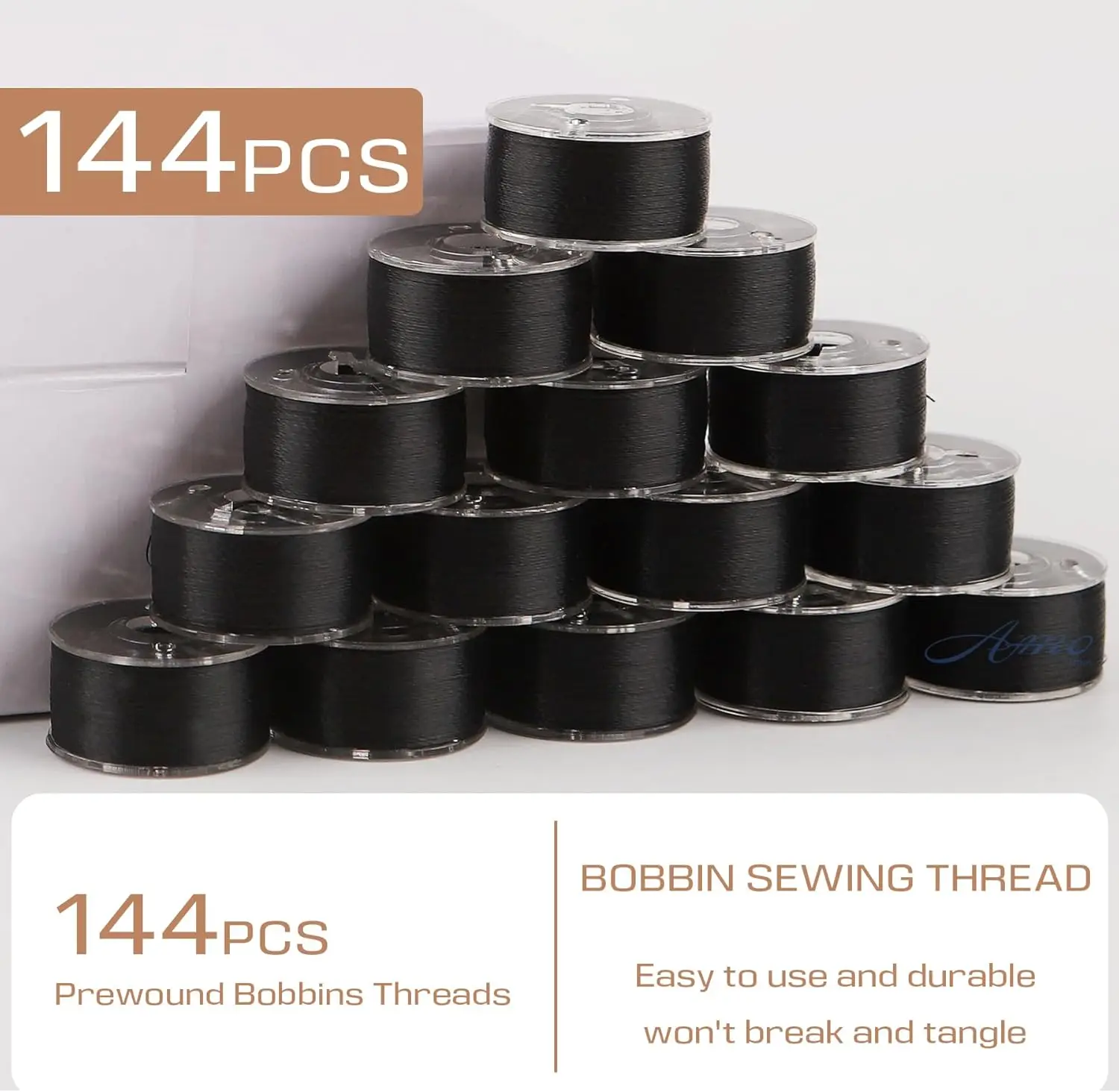 

144шт Белый/Черный 60S/2(90WT) | 70D/2(60WT) Пластиковая нить с предварительной намоткой, размер A SA156 для вышивальной и швейной машины Cotto
