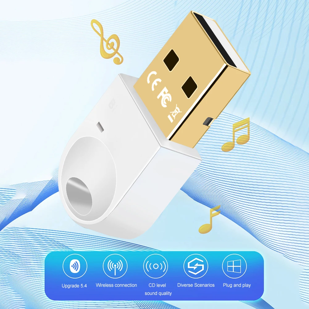USB-адаптер BT поддерживает Win11/10/8.1, беспроводной передатчик BT, приемник Plug and Play для ПК, мыши, клавиатуры, наушников, динамиков