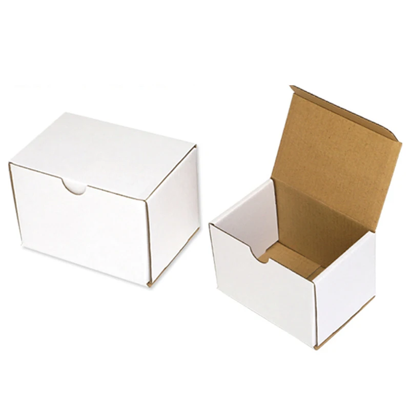 50Pcs/lot Folding Corrugated Paper Packaging Box White Brown Business Carton Gift Box Custom Gifts Box Packaging Storage Box