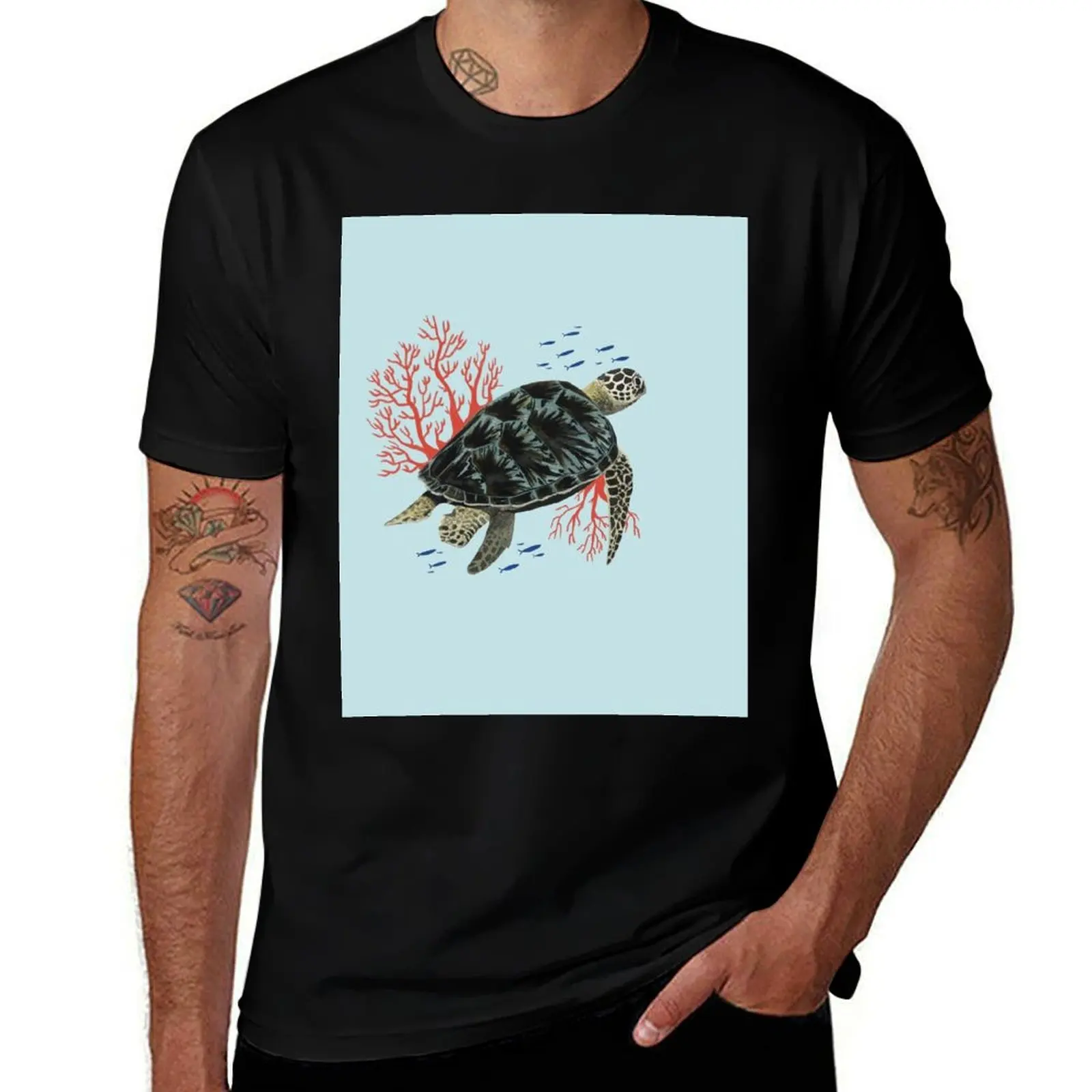 TURTLE & CORAL T-Shirt UV Sun Protection Tee Shirt T-Shirt