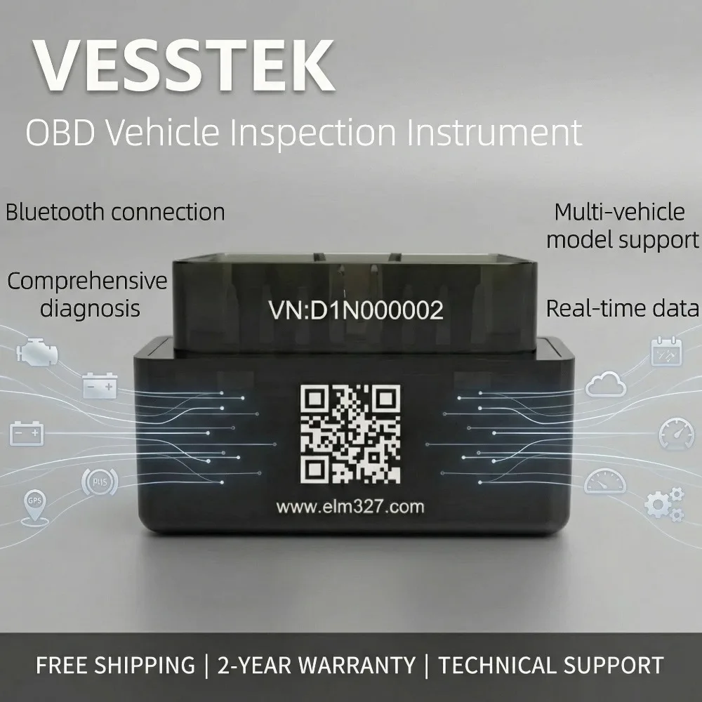 

Диагностический интерфейс VESSTEK OBD2 ELM327 V1.5 Bluetooth 4.0 для IOS/Android ELM 327 Инструмент для чтения кодов Поддержка многобрендового автомобиля