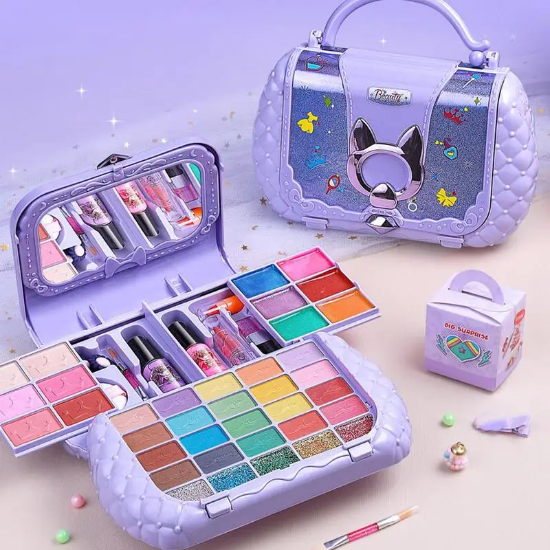 

Makeup Kit For Girls Children's Makeup Play Set Princess Pretend Play Cosmetic Set Toys Safe Cosmetic Kit For Girls Over 3 Years