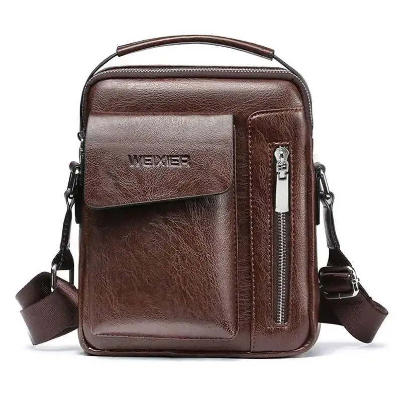 Borsa a tracolla da uomo in pelle PU con tracolla vintage a spalla casual, borsa a tracolla da uomo