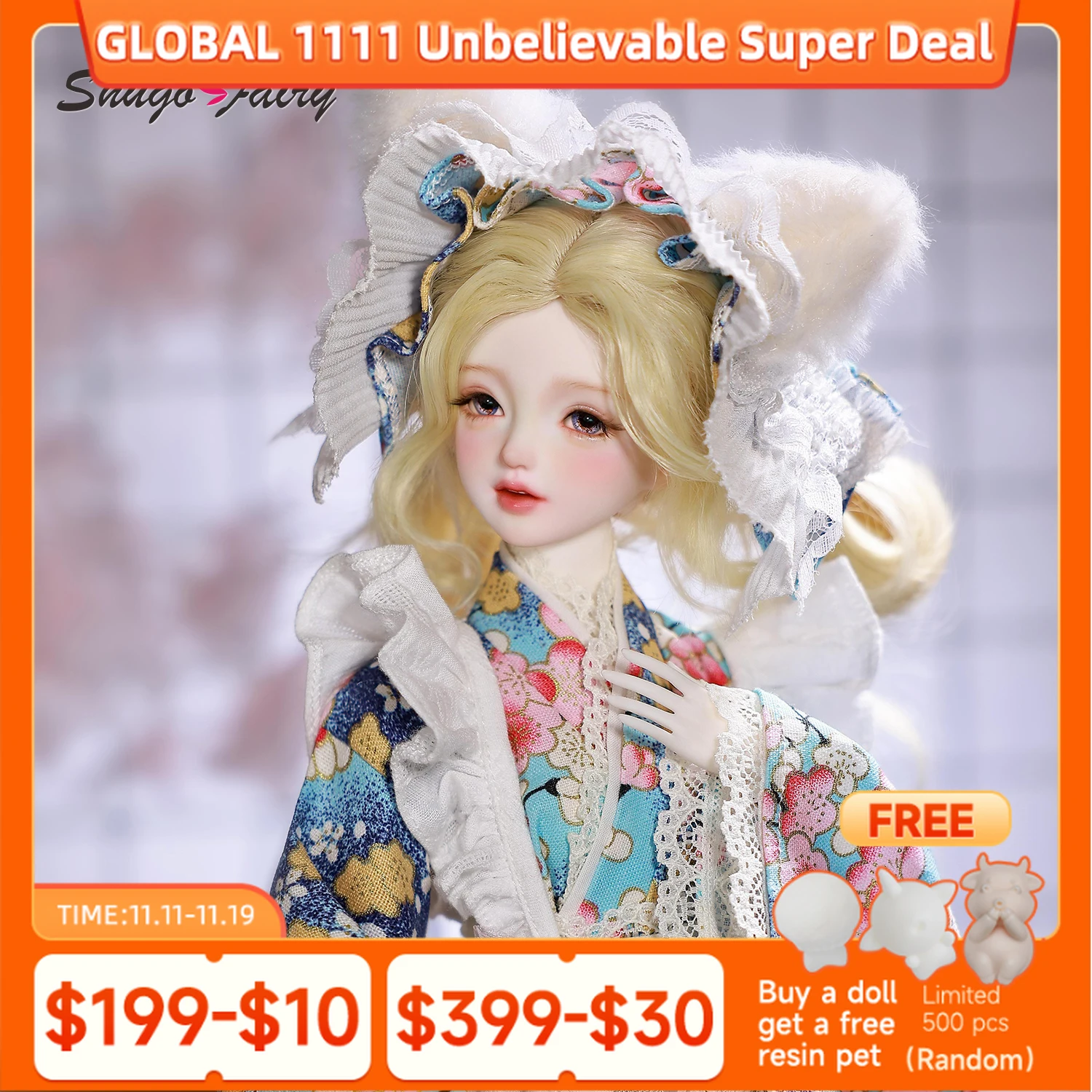 

Кукла ShugaFairy Koti B 1/4 BJD - Полное кимоно ручной работы в стиле аниме в японском стиле для горничной - Коллекционная коллекция на заказ