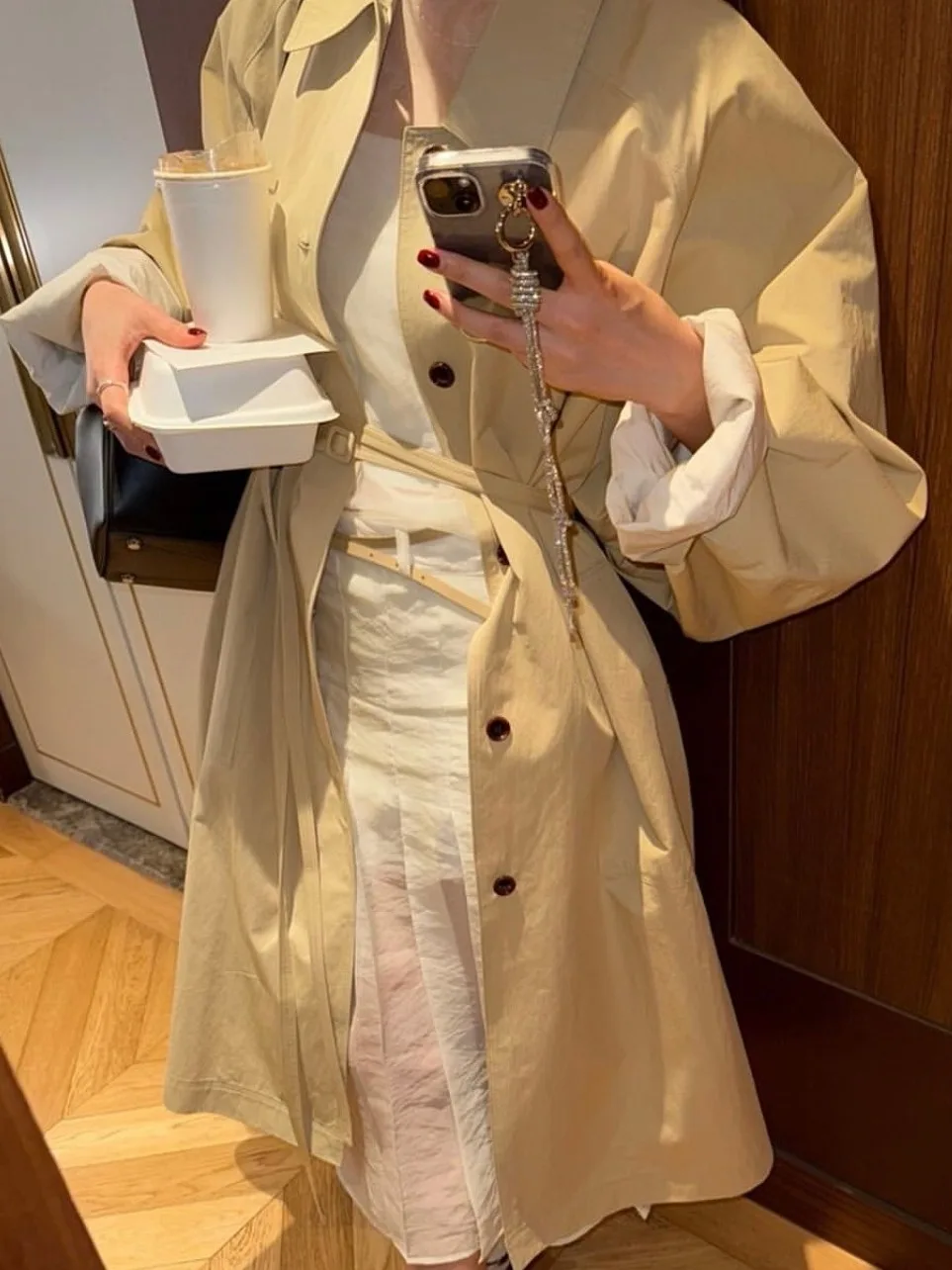 

Faionable Long Sve Loose Women's Coat Chic Autumn New Sle Single Button Flip Collar Long Outerwear Korean Casual Sle