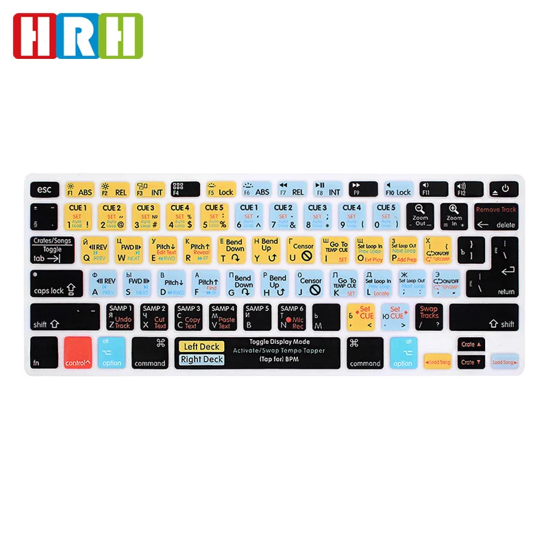 HRH Russian Serato Scratch LIVE Hotkey Silicone Keyboard Skin Cover For MacBook Pro Retina Air 13