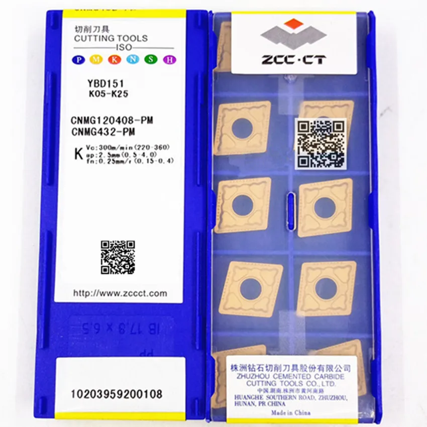 

Твердосплавные пластины CNMG120408-PM YBD151/CNMG120408-PM YBD252/CNMG120408-PM YBD052/CNMG120412-PM YBD052 ZCC.CT для ЧПУ, для обработки чугуна