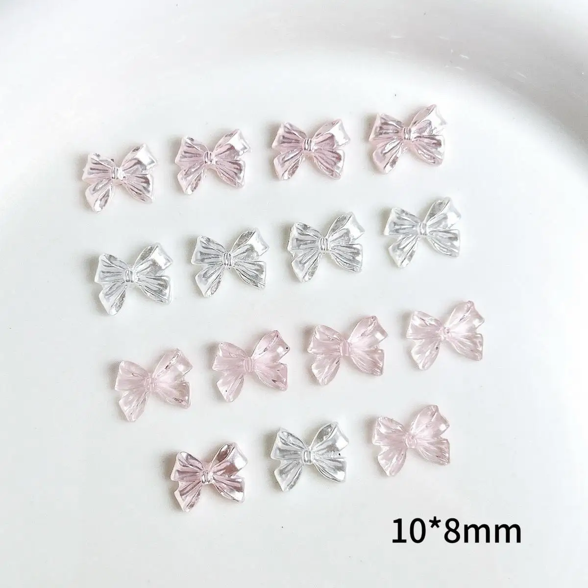 60PCS Minimalist Colorful Bowknots Resin Nail Art Charms Transparent Sweet Glossy Ties Nail Decorations for DIY Fairy Nail Parts