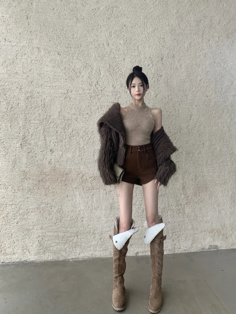 Pantaloncini da donna con stampa floreale in pizzo con volant dolce pastello confortevole lino cotone casual leggero estivo homewear stile cottage bowknot