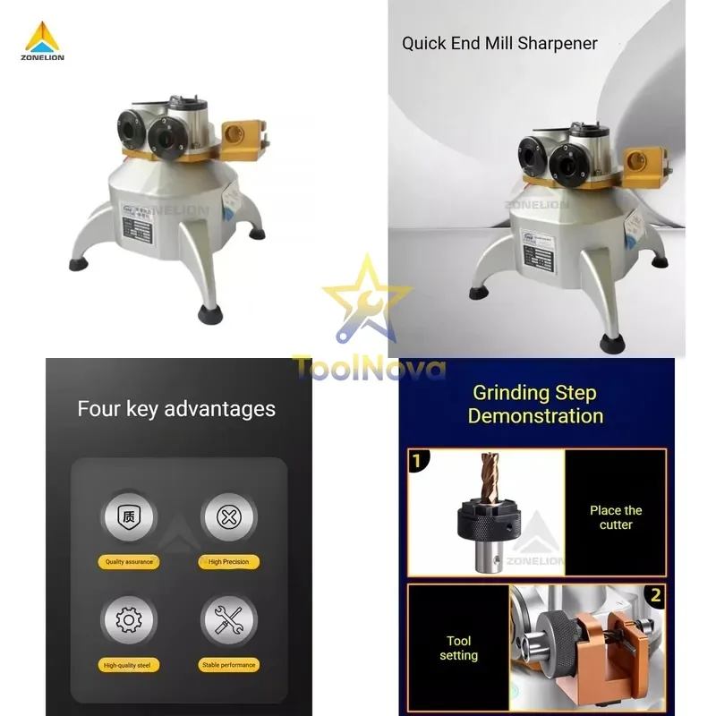 2026hotsale* 3-12Mm Fast End Mill Grinder One Key Operation Cutter Sharpener Small Universal Motor New