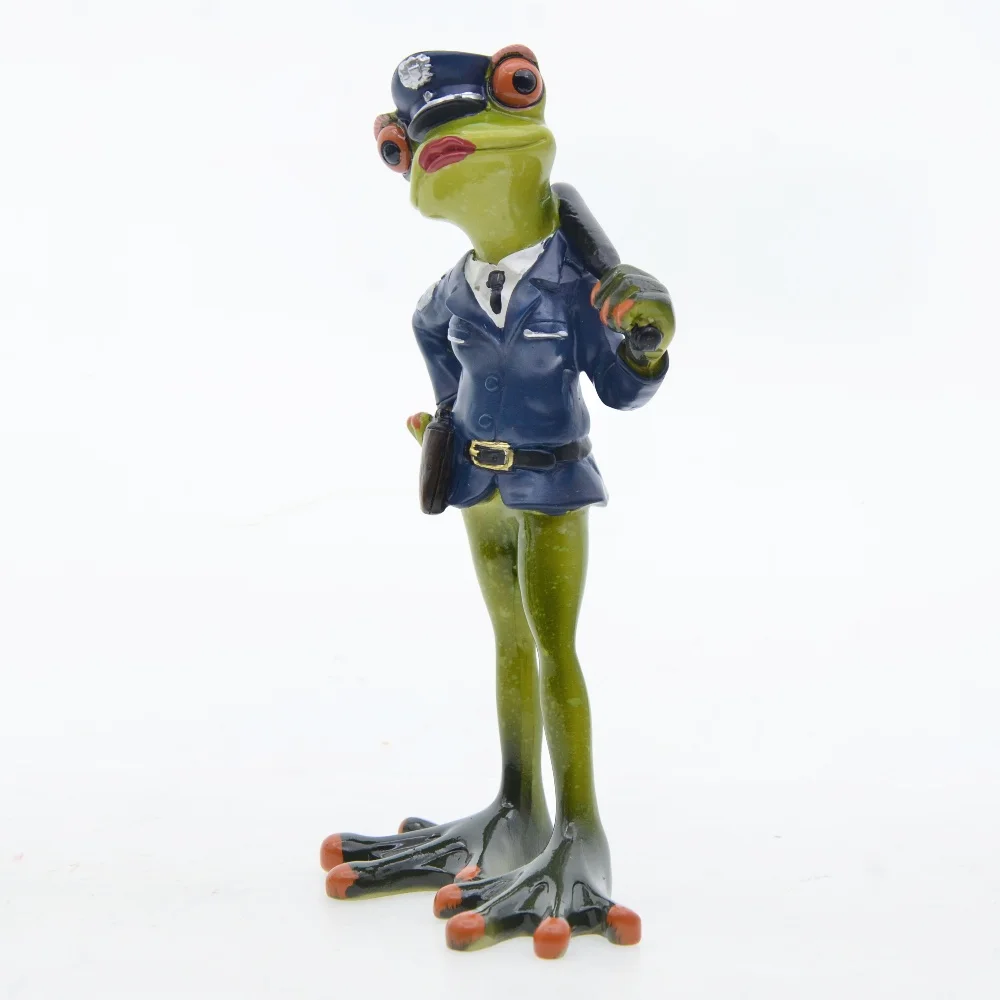 MYBLUE Resin Frog Police Statue For Home Decor, Artificial Figurine Table decoration and accessories