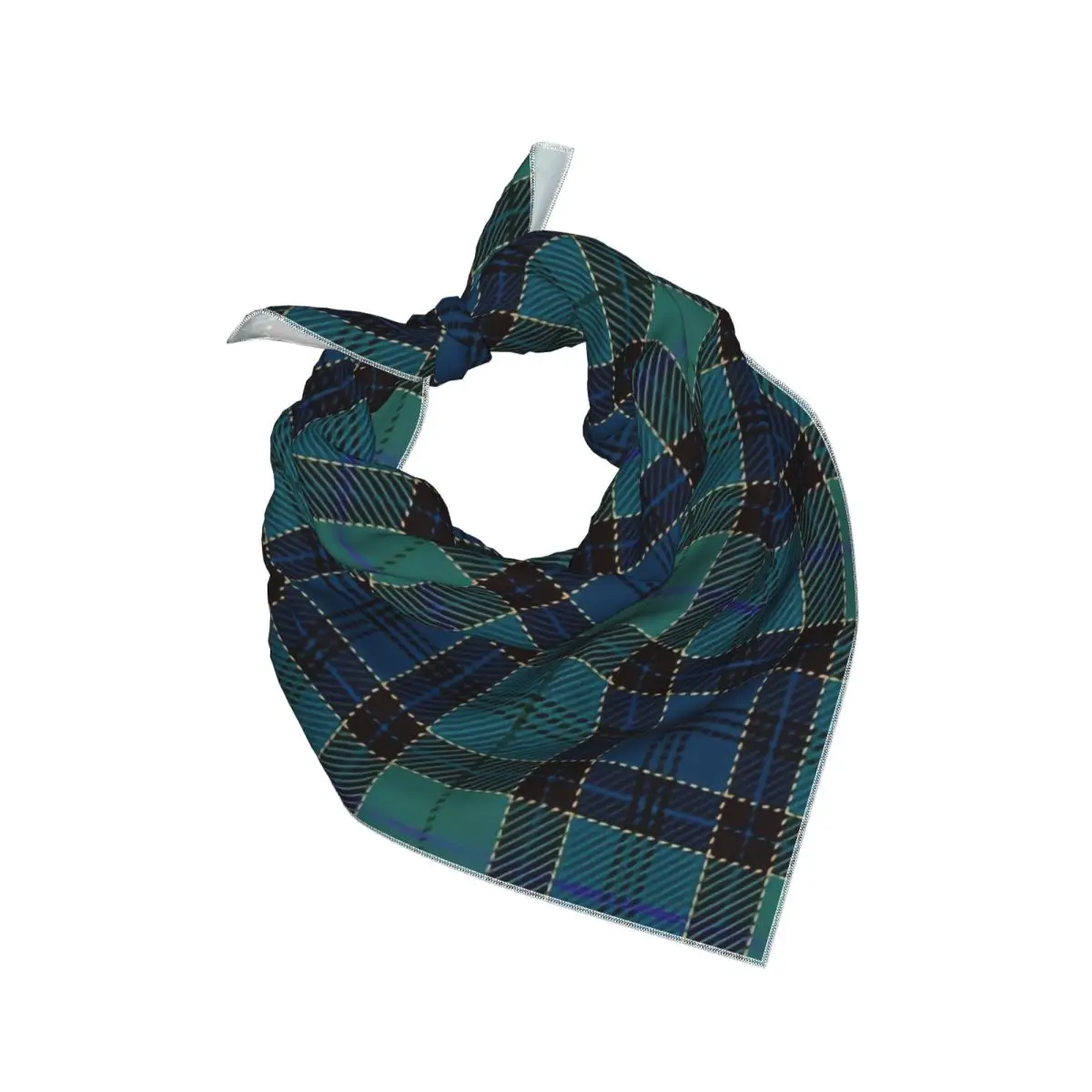 Faux Silk Smooth Square Kerchief Traditional Scottish Folklore Plaid Lady Satin Square Scarf Neck Wrap Bandana Accessory
