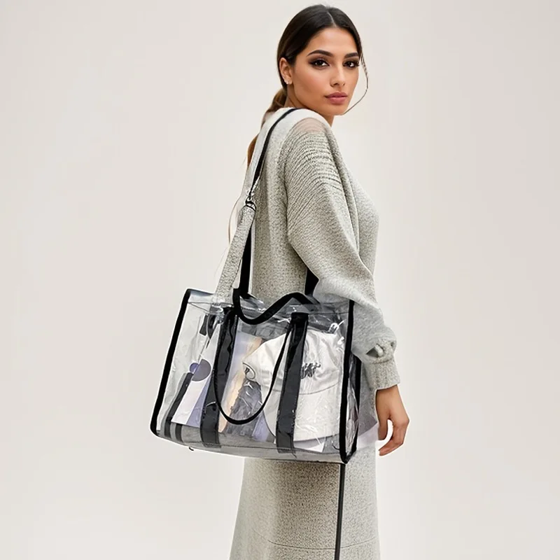 

New Hot-selling Pvc Women's Shoulder Messenger Bag Transparent Beach Bag Light Casual Storage Bag