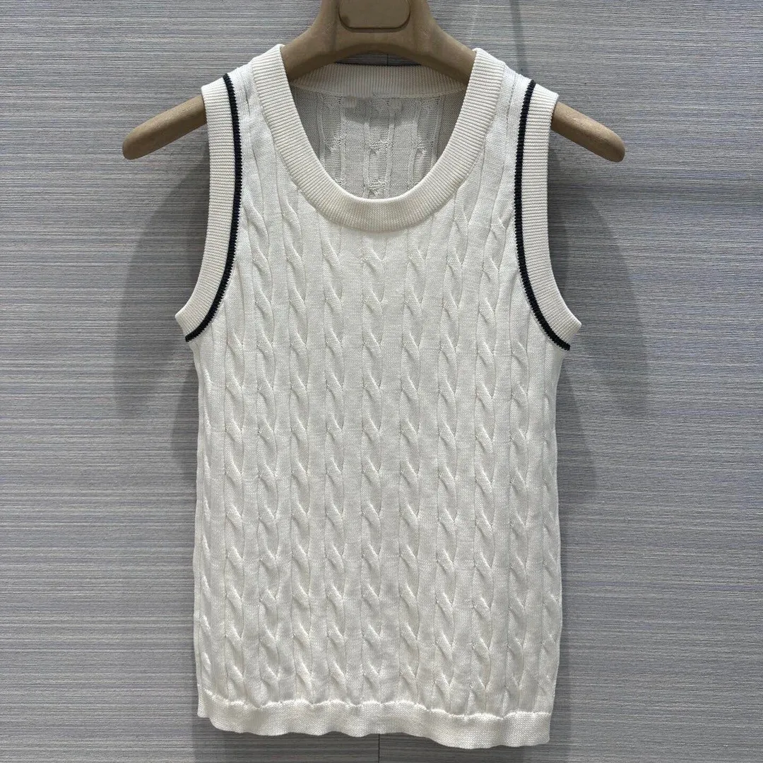 

Women Contrast Color Vest Ribbed Round Neck Sleeveless Casual Slim Knitted Sweater