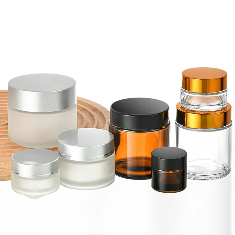 5ml-50ml Glass Face Cream Box Cosmetic Cream Foundation Liquid Glass Emulsion Bottle Small Sample Travel Dispenser Bottle