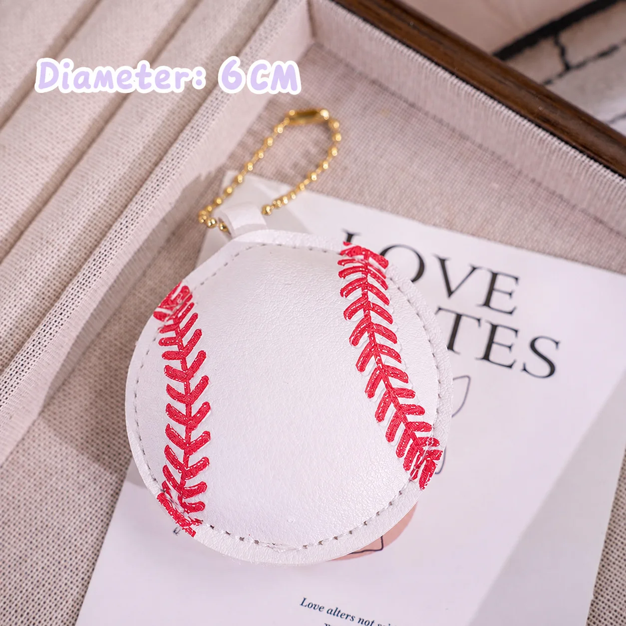 Baseball Key Chain Sweet Leather Bag Charm Football Key Chain Compact Sport Ball Shaped Key Chain For Luggage Car Keys Handbags