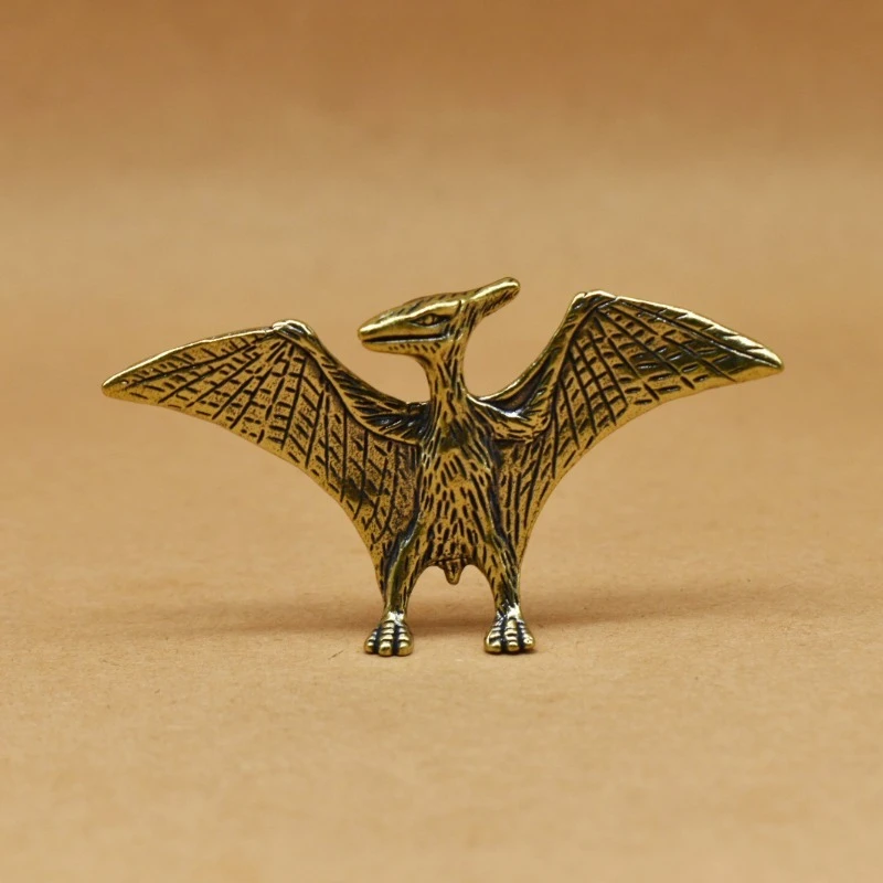 1 PC Brass Vintage Pterodactyl Sculpture Dinosaur Themed Desk Home Decor Bronze Craft DIY Copper Pterosaur Landscape Miniatures
