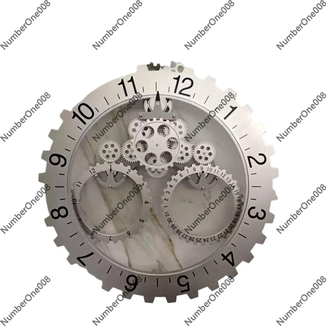 

3D Modern Large Wall Art Rotary Gear Clock Mechanical Calendar Wheel Black Living Room Bedroom Retro Wall Decoration